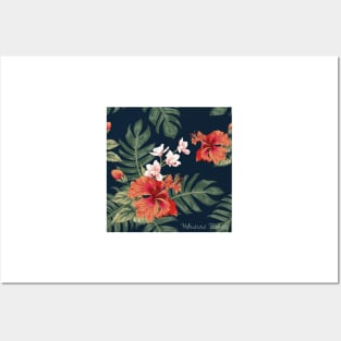 Hibiscus Flower Seamless Pattern Posters and Art